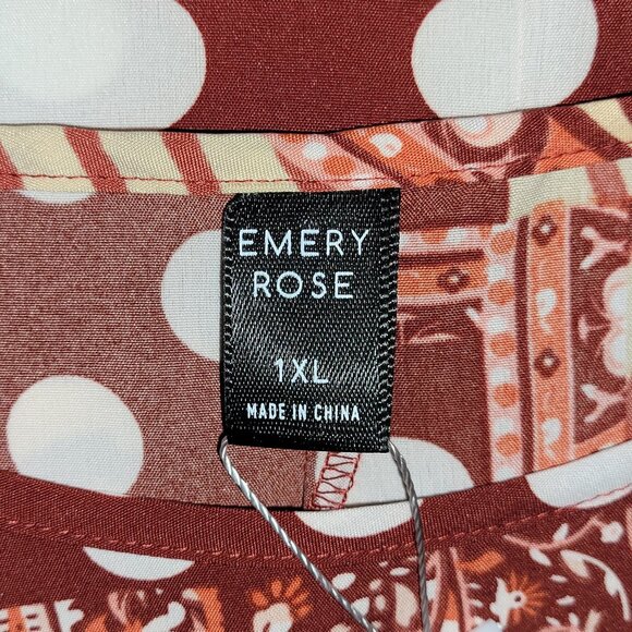 1XL | Emery Rose | Patchwork Print Sleeveless Block Blouse - Picture 6 of 7